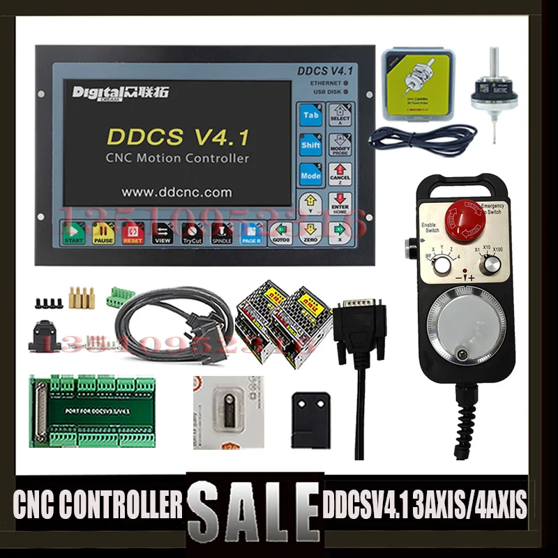 최신 DDCSV4.1 3/4 축 CNC 컨트롤러 키트, 비상 정지 핸드 휠 MPG,3d 터치 프로브, ddcsv3.1 보다 우수함