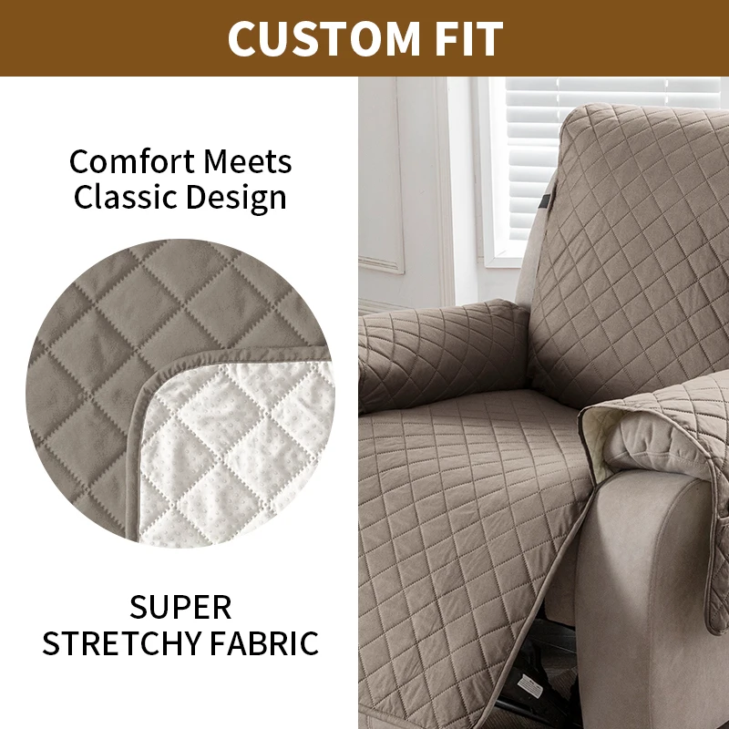 1 Seater Waterproof Quilted Anti-wear recliner sofa covers Pet Dog  Sofa Mat Solid Color Sofa Covers 6