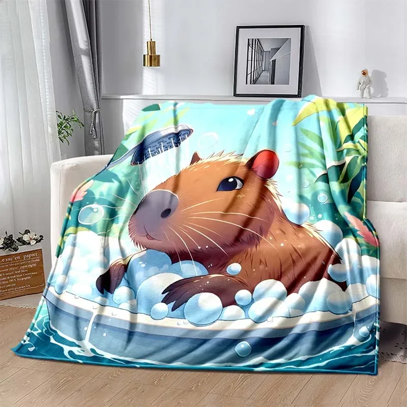 Warm Soft MINISO Capybara  Blanket Fluffy Children and Adults Sofa Plush Bedspread Throw Blanket for Sofa Bed Gift 3