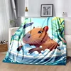 Warm Soft MINISO Capybara  Blanket Fluffy Children and Adults Sofa Plush Bedspread Throw Blanket for Sofa Bed Gift 3