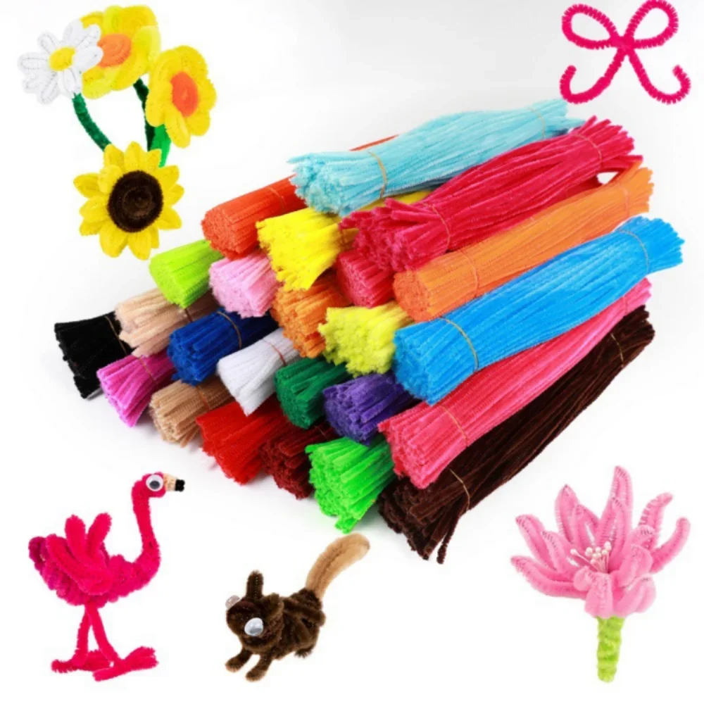 

100pcs Chenille Stem Pipe Kids DIY Art Craft Creative Toys Sticks Chenille Cleaners Kindergarten Educational Handmade Material