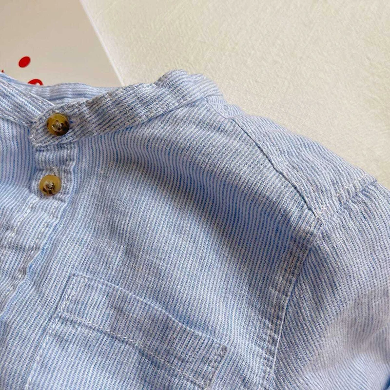 Children's Cotton Short-Sleeved Shirt Summer Boys And Girls Striped Plaid Shirts With Pocket Baby Casual Loose Tops WT820 boys short sleeve shirts