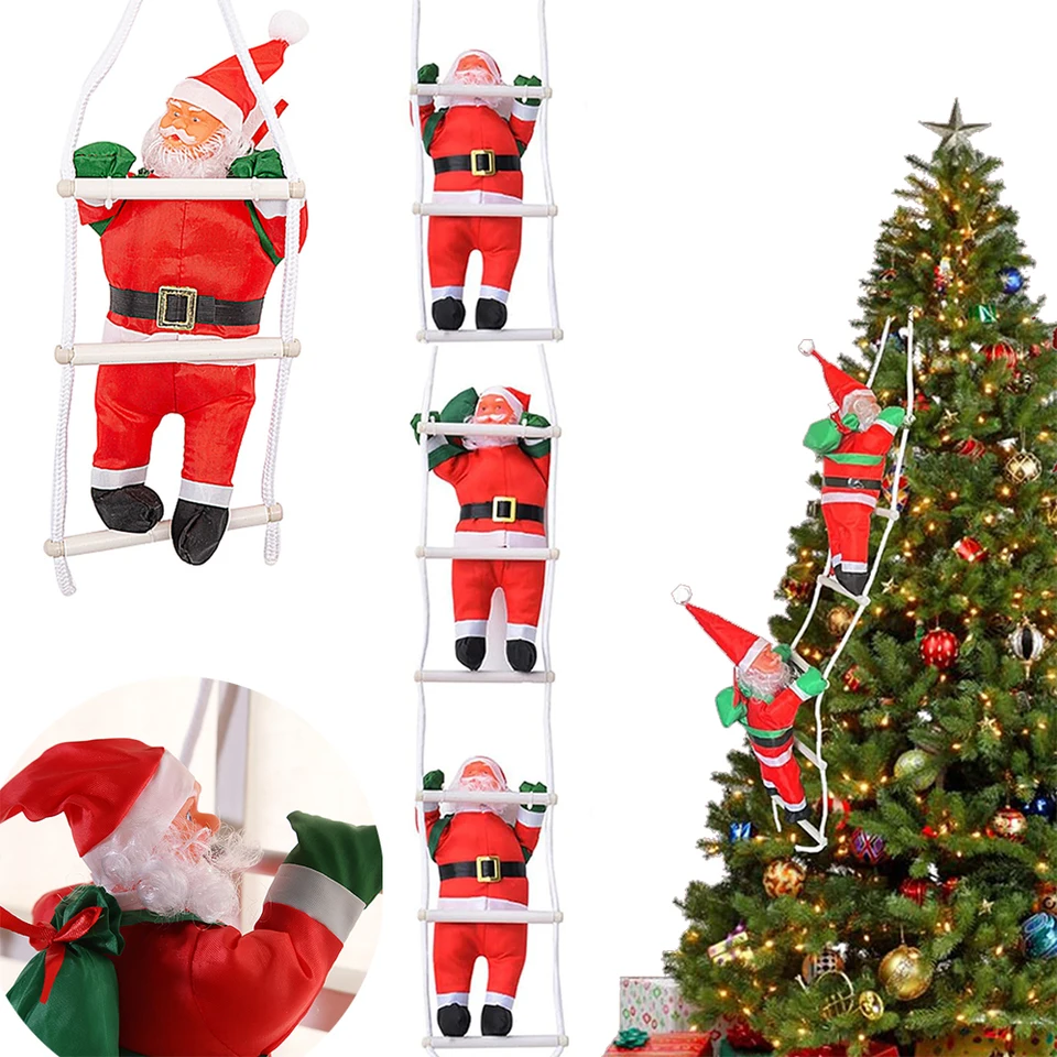 Regalo Idea Per Natale Babbo Natale Che Scala - Decorazione Elettrica Per Albero, Con Movimento | Ornamento Natalizio Divertente E Luminoso Babbo Natale Che Si Arrampica