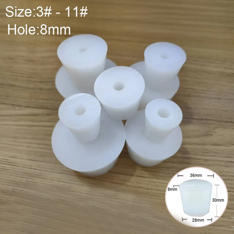 3#-11# Solides Silicone Stopper Airlock Stopper With Hole Laboratory Stopper usedes to valve Fermentation Secondary Wine Bottles images - 6