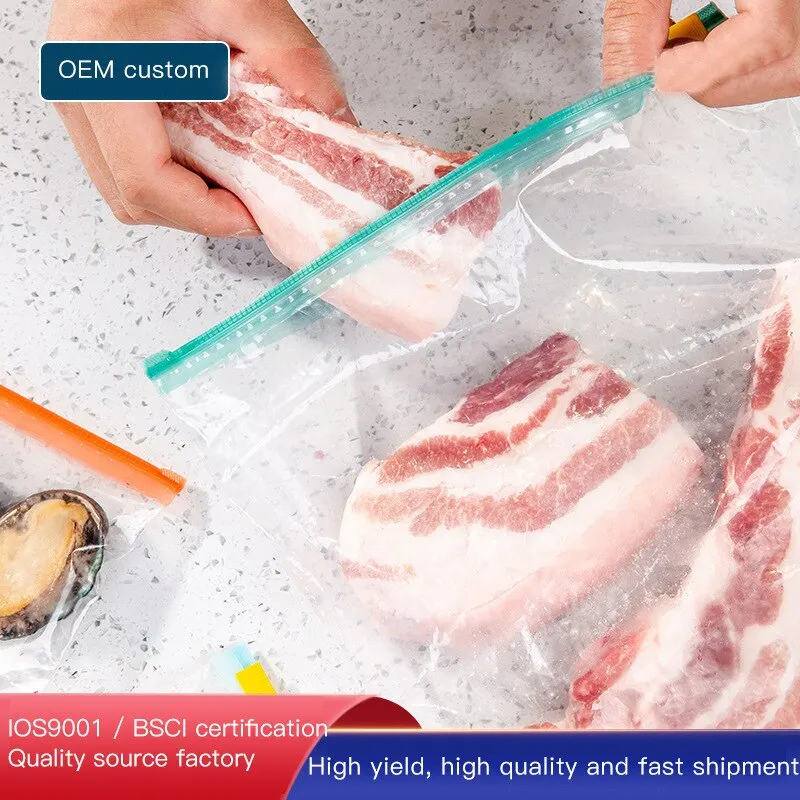 5pcs/set Transparent Food Fresh-Keeping Bag Flash Seal Slide Lock Compact Slider Zipper Bag Refrigerator Freezer Storage Fresh Keeping Bags