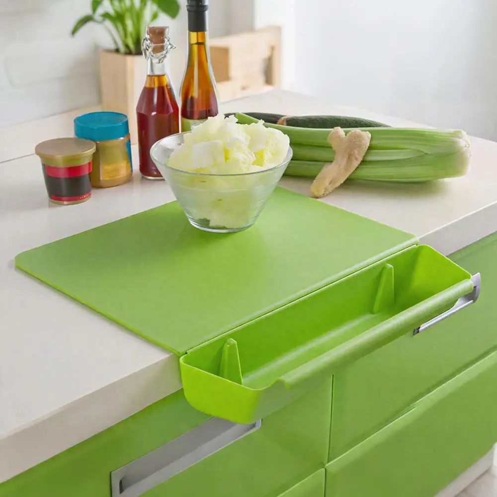 2-in-1 Acrylic Cutting Board With Food Container Slot 38cm Chopping Board For Food Prep Dishwasher Safe Kitchen Accessories
