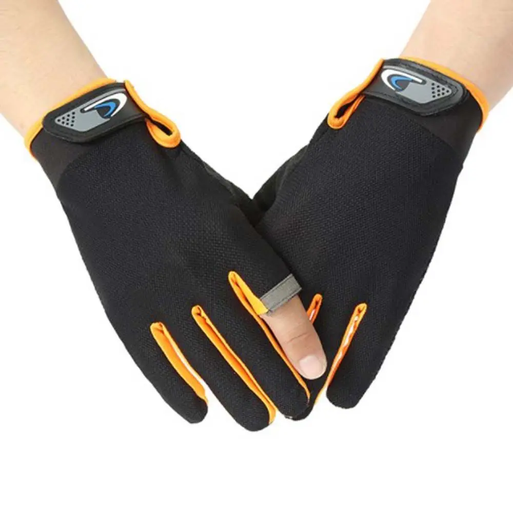 Outdoor Sun Protection Fishing Gloves Ice Cool Two Fingers Cut Anti