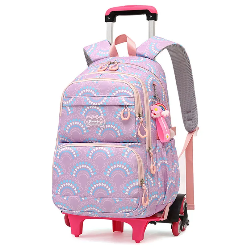 

Rolling School Bags for Girls Backpack Kids Mochilas Para Estudiantes with Wheels for Middle School Trolley Luggage Back Pack