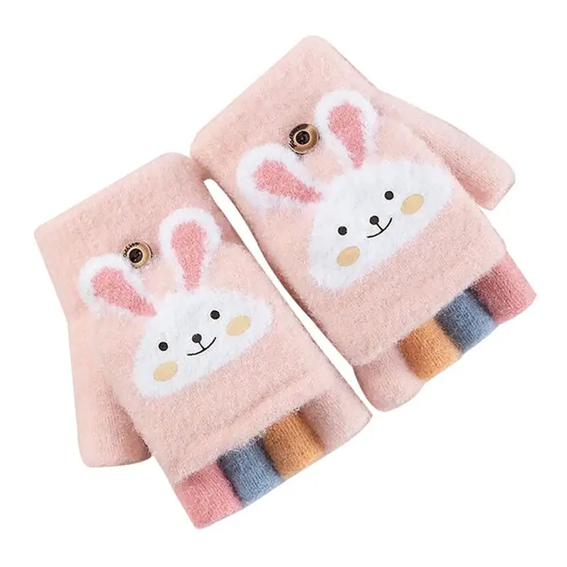 

Kids Mittens Fleece Cute Half Finger Plush Mitten Gloves Winter Supplies For Children Aged 8-11 Years Boys Girls Kids Toddler
