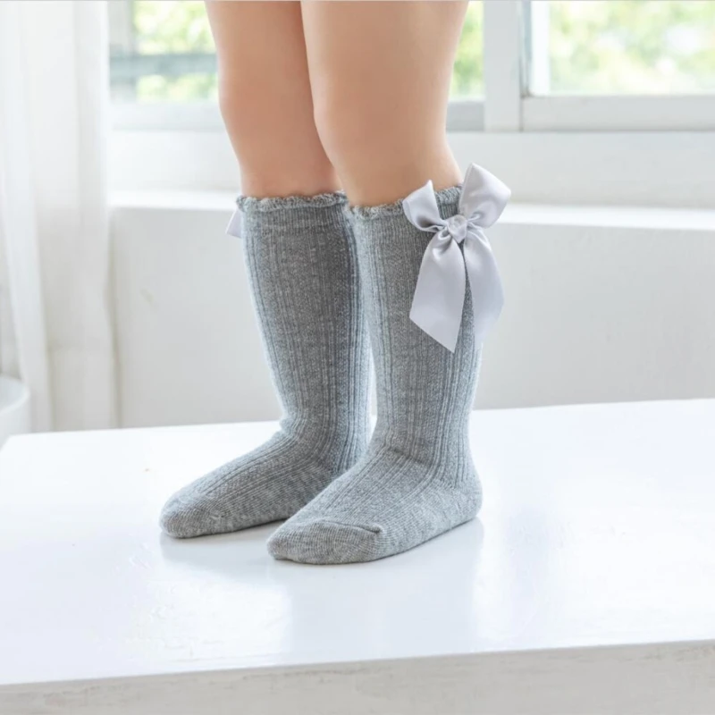

Baby Girls Sock Bow- Long Stockings Infants Toddlers Ruffled Socks Uniform Leggings Stockings used for 0-3 Years
