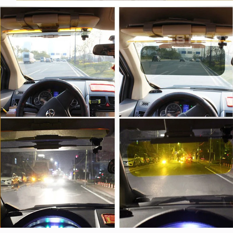 Car Sun Visor 2 In 1 Dazzling Goggle Day Night Vision Sun Anti-UV Block Visor Anti-Dazzle Sunshade Driving Mirror Clear View