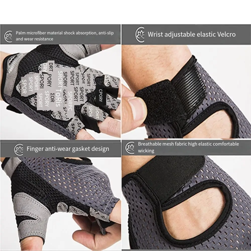 Breathable Weight Lifting Gloves Curved Open Back Shockproof Fitness Exercise Gloves Non-Slip Wearproof