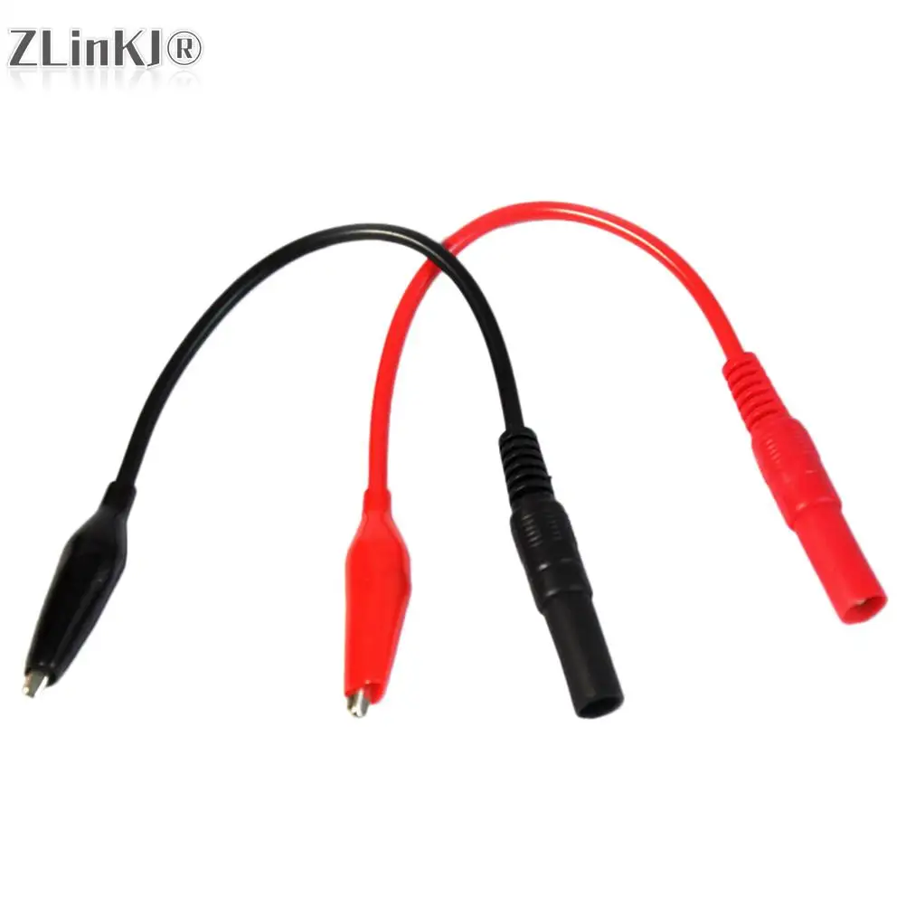 2Pcs Practical Probe MultiMeter Test Lead Alligator Crocodile Clip Electrical Clamp Fluke Meter Testing Red+Black Clips