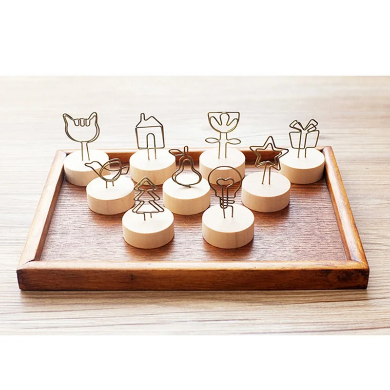 1/3/10pcs Creative Round Wooden Note Picture Frame Clip Wedding Photo Holder Place Card Holder