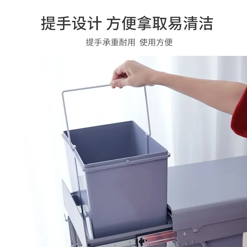 싱크대 아래 쓰레기통 - 숨겨진 칸막이 플라스틱 쓰레기통, 주방 정리용 직사각형 분리수거함