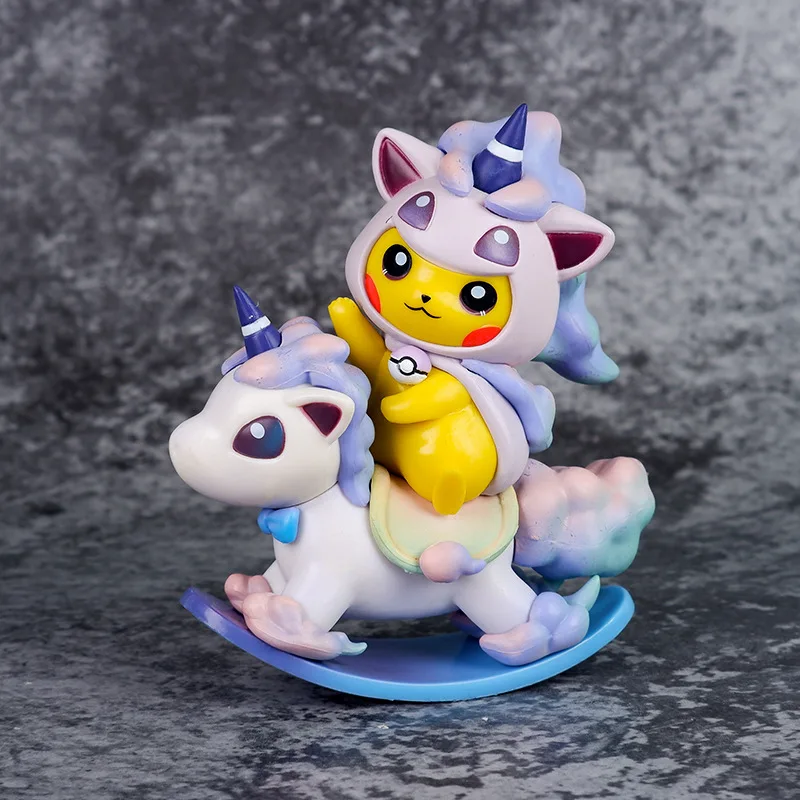 

Pokemon Anime Figure Pikachu Riding Cosplay Galar Region Rapidash Model Ornaments Collectibles Children's Toys Birthday Gifts