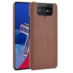 Premium PU Leather Matte Hard Back Phone Case for Zenfone 7 ZS670KS (Brown)