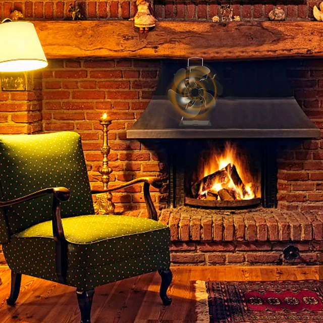 Hőhatású Kályha Ventilátor Termodinamikai Kandalló 6 Pengével Fa Égő Fatörzshez - Image 5