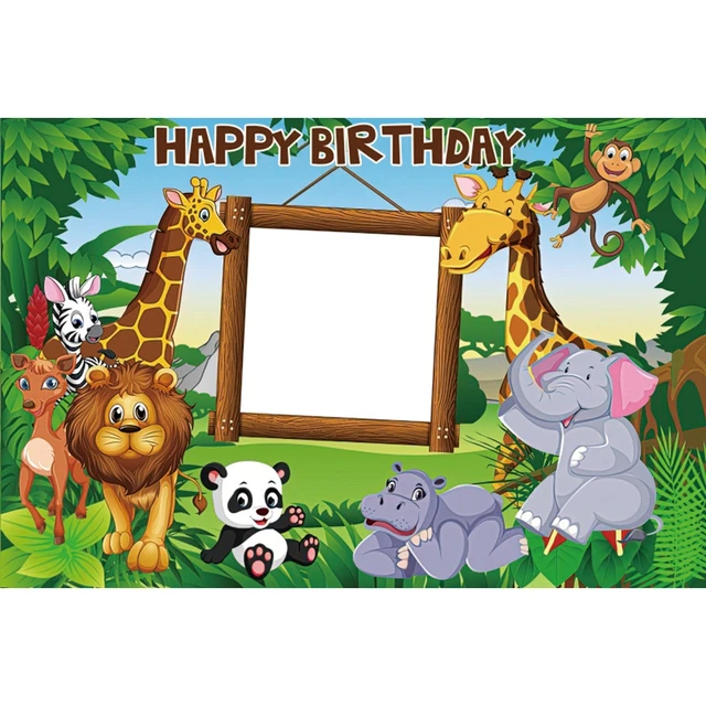 Safari 1st Birthday Backdrop Jungle Tropical Forest Wild One Animal Party Photography Newborn Baby Shower Photo Background Props NWH14282