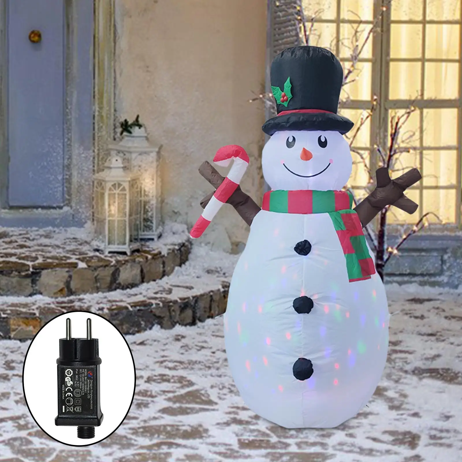 

Inflatable Snowman Luminous with LED Lights Rotating Colorful Lights Blow up Snow Man for Patio Vacation Winter Xmas Holiday