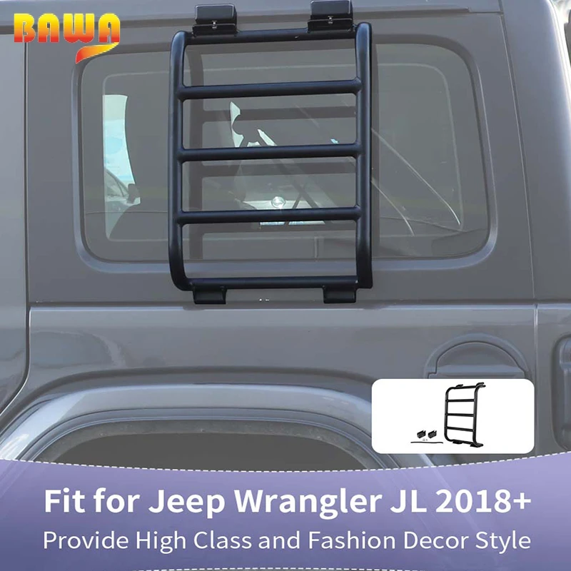 BAWA 자동차 후면 창 알루미늄 합금 사다리 보호 프레임 (지프 랭글러 JL..