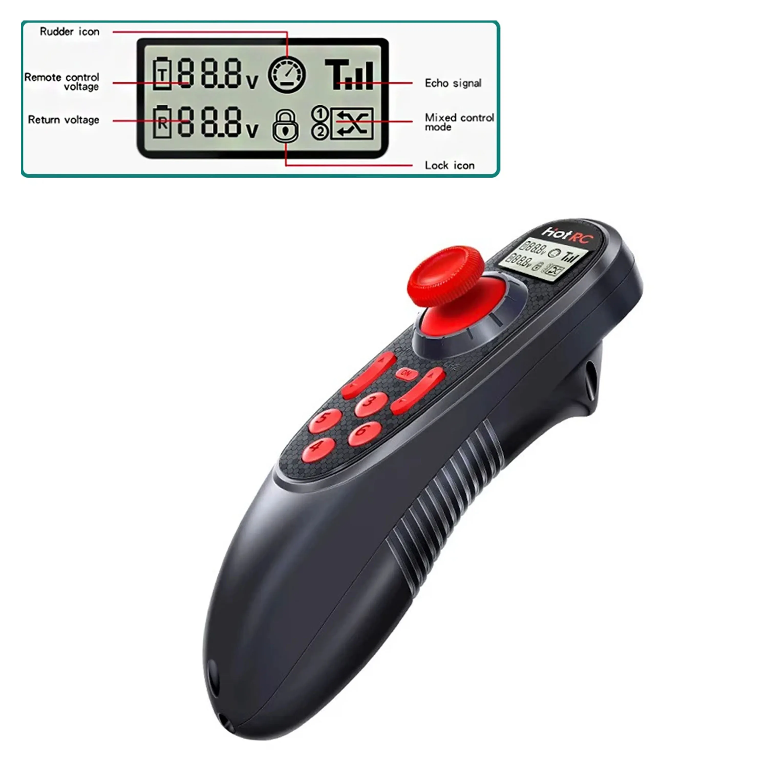 HOTRC DS-600 DS600 6CH 2.4GHz Radio System Transmitter Remote Controller with F-06A Channel Receiver for RC Boat