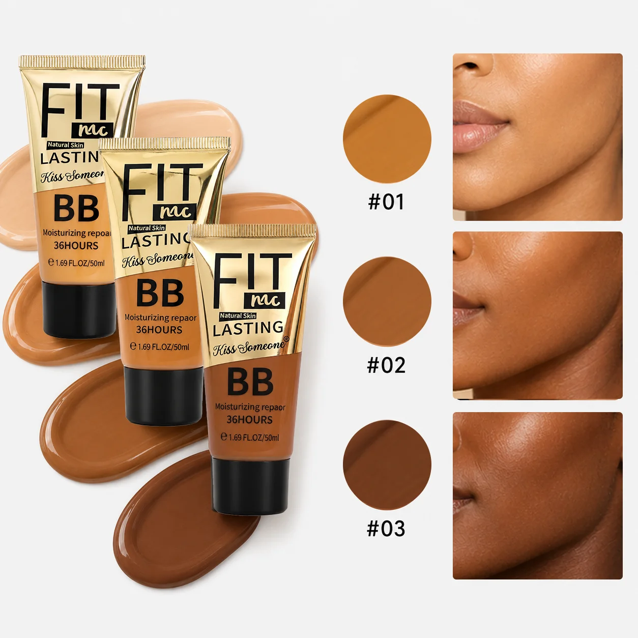 Long Lasting Concealing, Waterproof and Moisturizing BB Cream, Liquid Foundation, Concealer, Liquid Foundation, Fine Powder