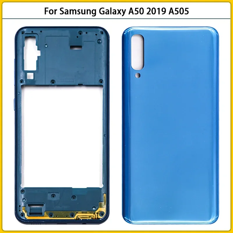 

For Galaxy A50 2019 A505 A505F A505DS Plastic Middle Frame Bezel A50 Battery Back Cover Rear Door Housing Case Replace