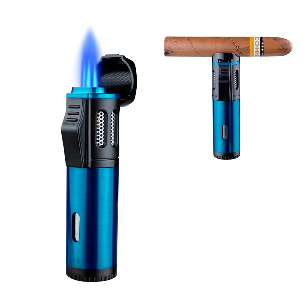 2022NewThreeTripleTorchCigarGunLighterRefillMetalWindproof