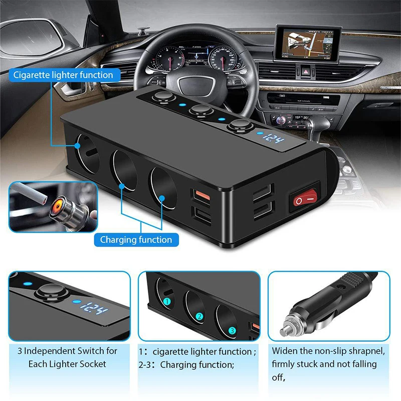 180W   й   3.0 ڵ   12V/24V 4 Ʈ USB   ȭ IPad, ð ø ð й
