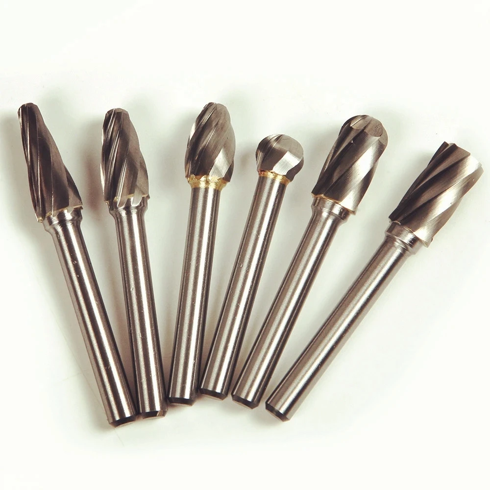 Description Picture 4 of itemFixmee 6pcs 6*10mm ACDEFL Tungsten Carbide 8 Flutes Rotary Burrs Point File Cutter Drill Bit