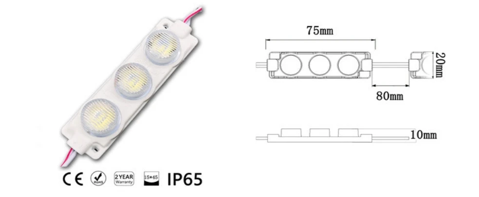 Description Picture 5 of itemDC12V 20Pcs 3W LED Module with Injection lens SMD2835 3LEDs/pc Advertisement Design Led Lighting Module High Bright Modules