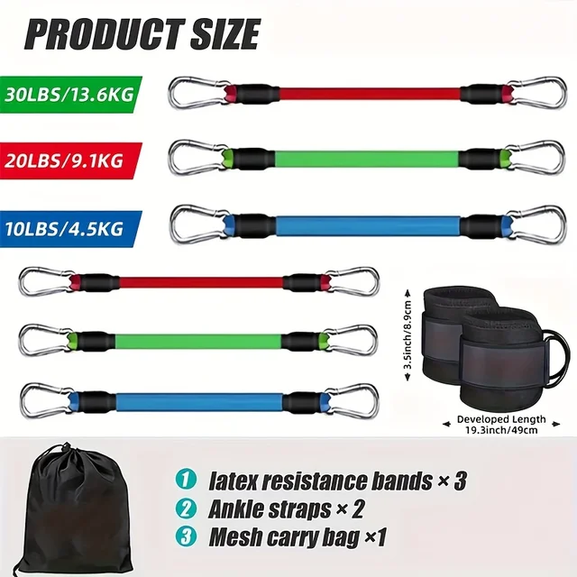5-piece universal ankle resistance strap set with adjustable shoulder strap, used for strength training, yoga, and fitness - a m 4
