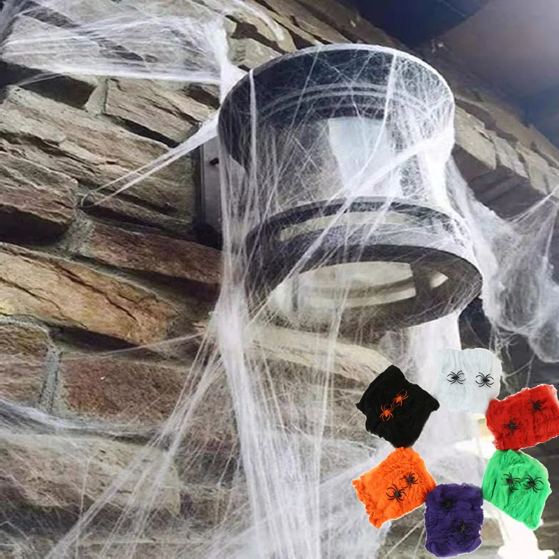 

2022 Halloween Decorations Super Stretchy Cobweb Artificial Spider Web Scary Party Scene Props Home Decor For Bar Haunted House