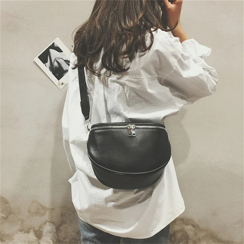 

Women PU Leather Waist Bag Casual Belt Shoulder Zipper Bag Crossbody Pack Simplicity Unisex Fashion High Quality Chest Belt Bag