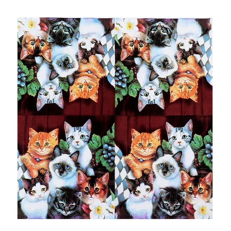 Paper Napkins 20pcs/Pac Colorful Printing Napkins Party Tissue Paper Facial Tissue Wedding Paper Diekubat Napkins Cat Pattern
