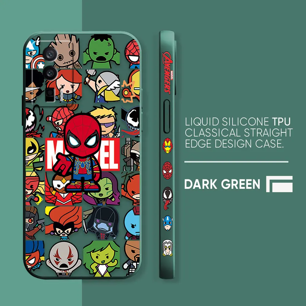 thumbnail image 1 of Case For Redmi K60E K60 K50 K40S K40 K30 9A 9 8A 10 Pro 4G 5G Simple Liquid silicone Case Marvel Cartoon Iron Spider-Man Poster, 1 of 5