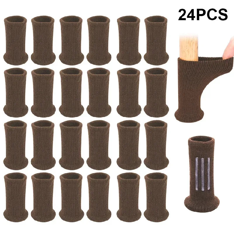 Colorful Knitted Silicone Chair Leg Socks with Anti-Slip Floor Protection