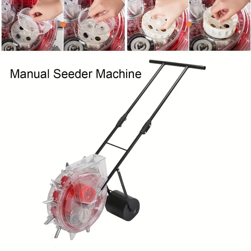 Manual Seeder Hand-Push Garden Seeder Roller Seeding and Fertilizer Applicator, Row Planter Corn Planter for Soy Peanut