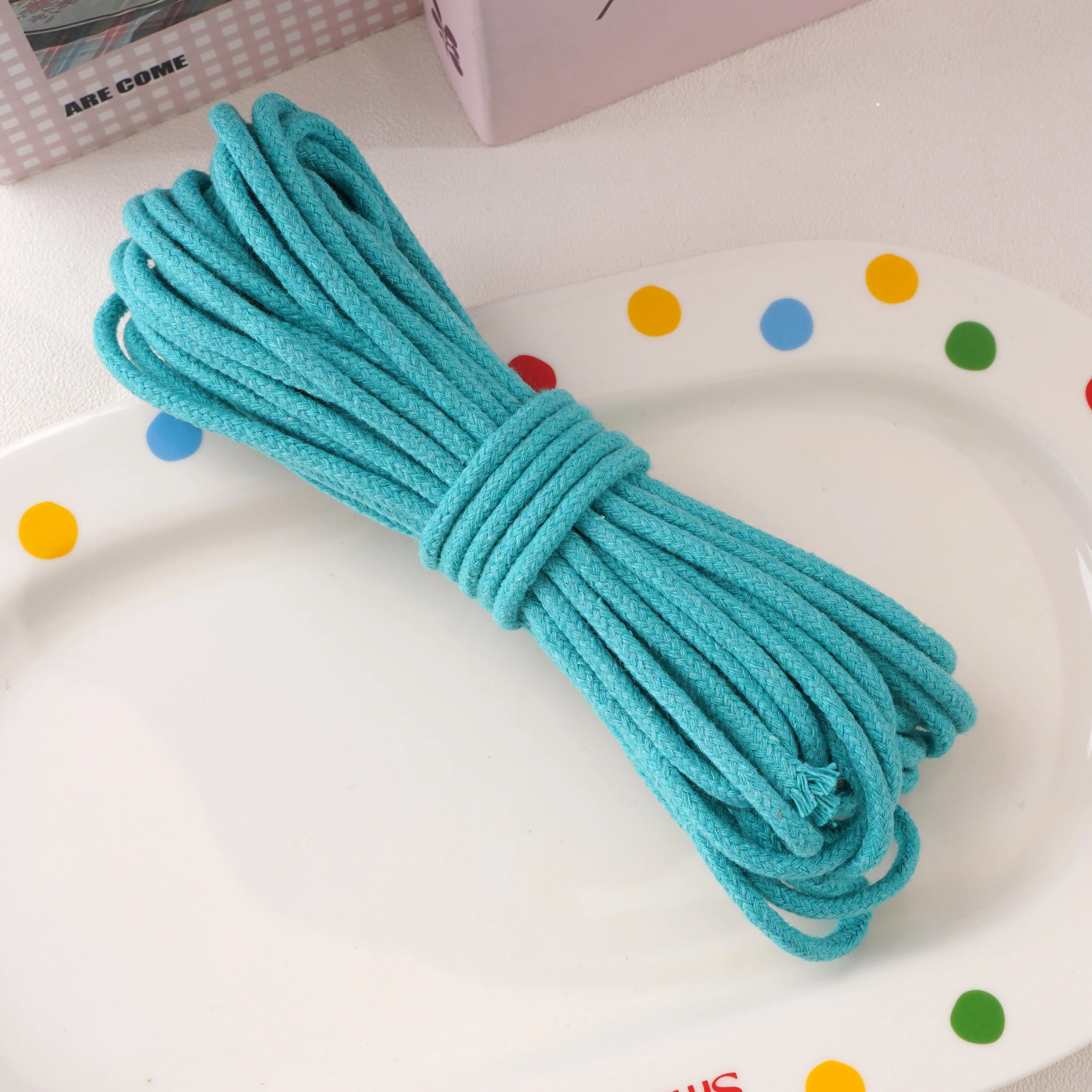10-Meter Pack of 4mm Multi-Color Braided Cotton Rope for Crafts and Home Decor