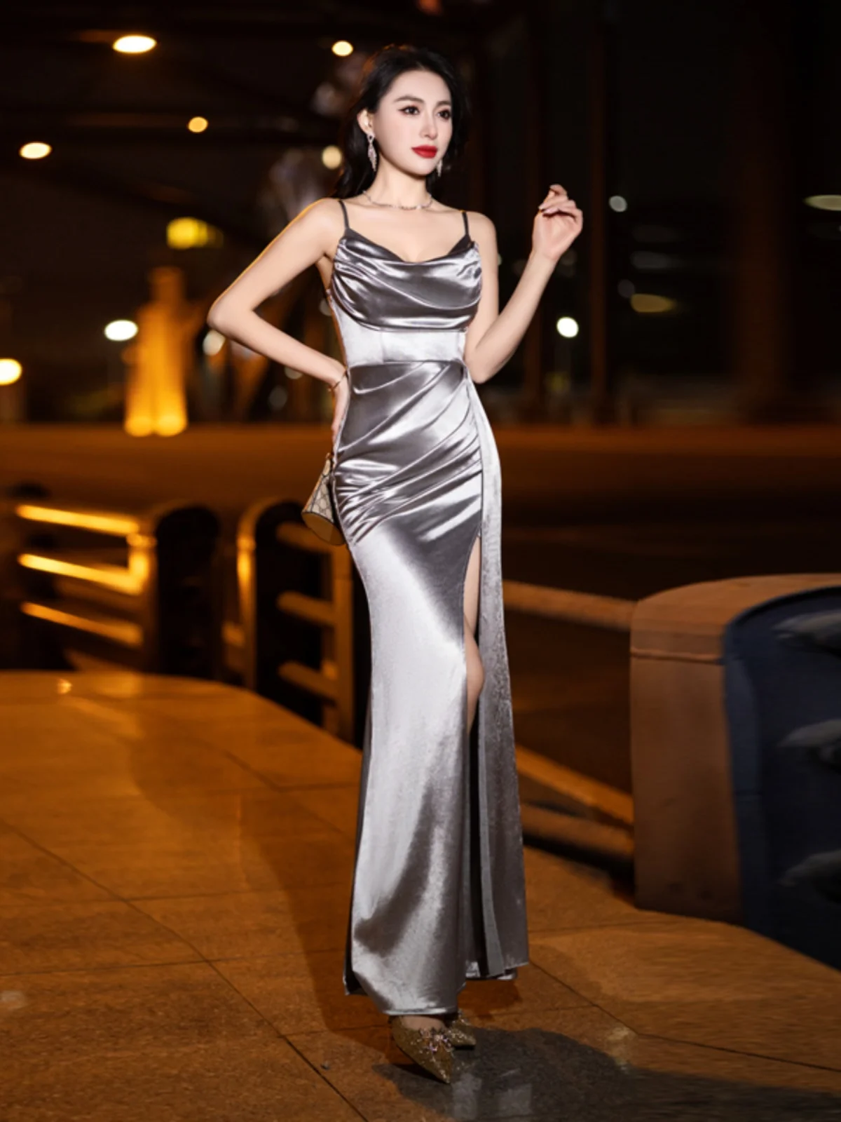 

Evening Dress Dress, Women's New Style, Elegant Banquet, High-end Sexy Suspender, Socialite Fishtail Birthday Host Long Dress