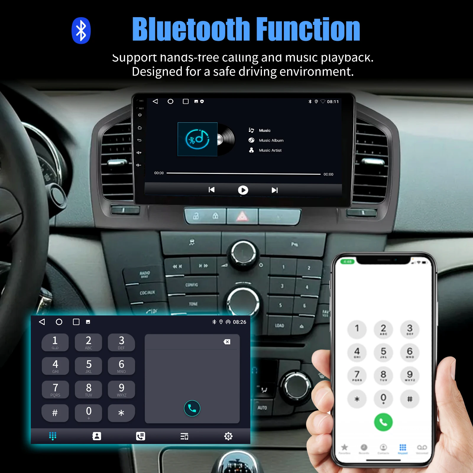 ESSGOO Android 14 2 DIN Autoradio 9 Zoll IPS Touchscreen Multimedia Player Für Opel Insignia 2008-2013 Wireless Carplay Android Auto GPS Navigation WIFI Bluetooth Mirror Link FM SWC RDS ASP Sound – Detail 10