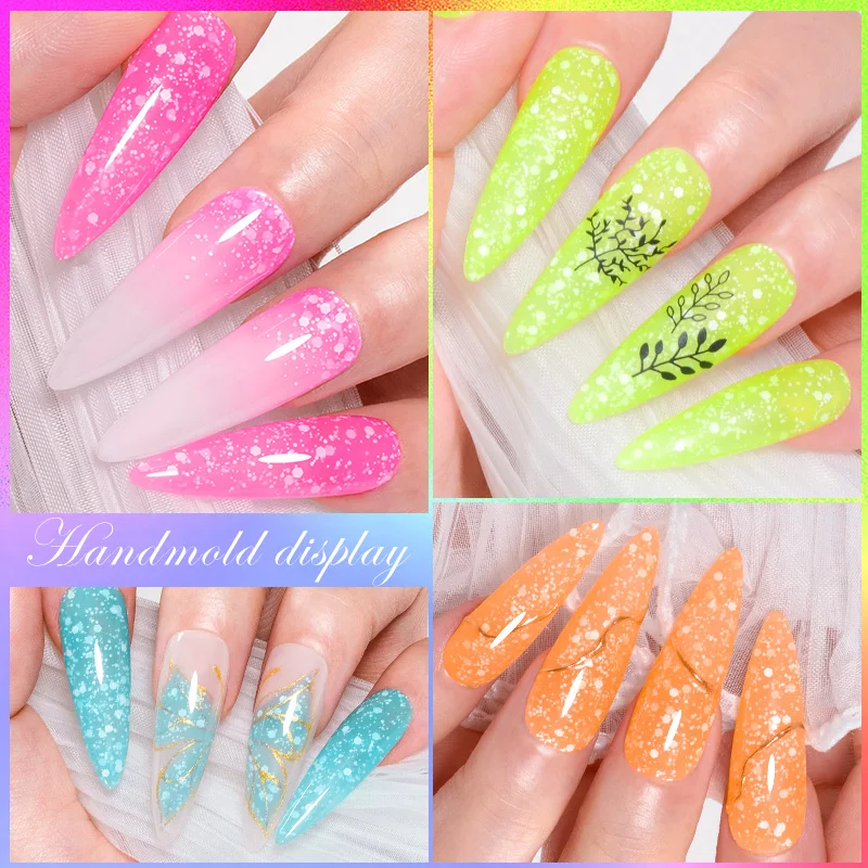 8PCS/Set Neon Snowflake Nail Glitter Sequins Gel Kit Nail Polish UV Semi Permanent Nail Art White Sequins Varnish Manicure Set 5