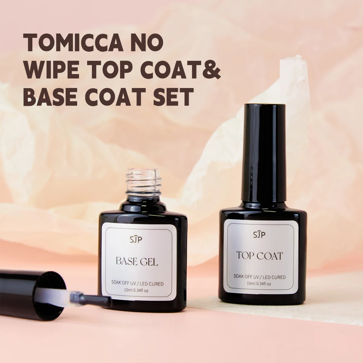 Diamond Gel Top Coat and Base Coat Set Shine Finish Soak Off LED Nail Lamp 2 pcs nail art set nail top coat