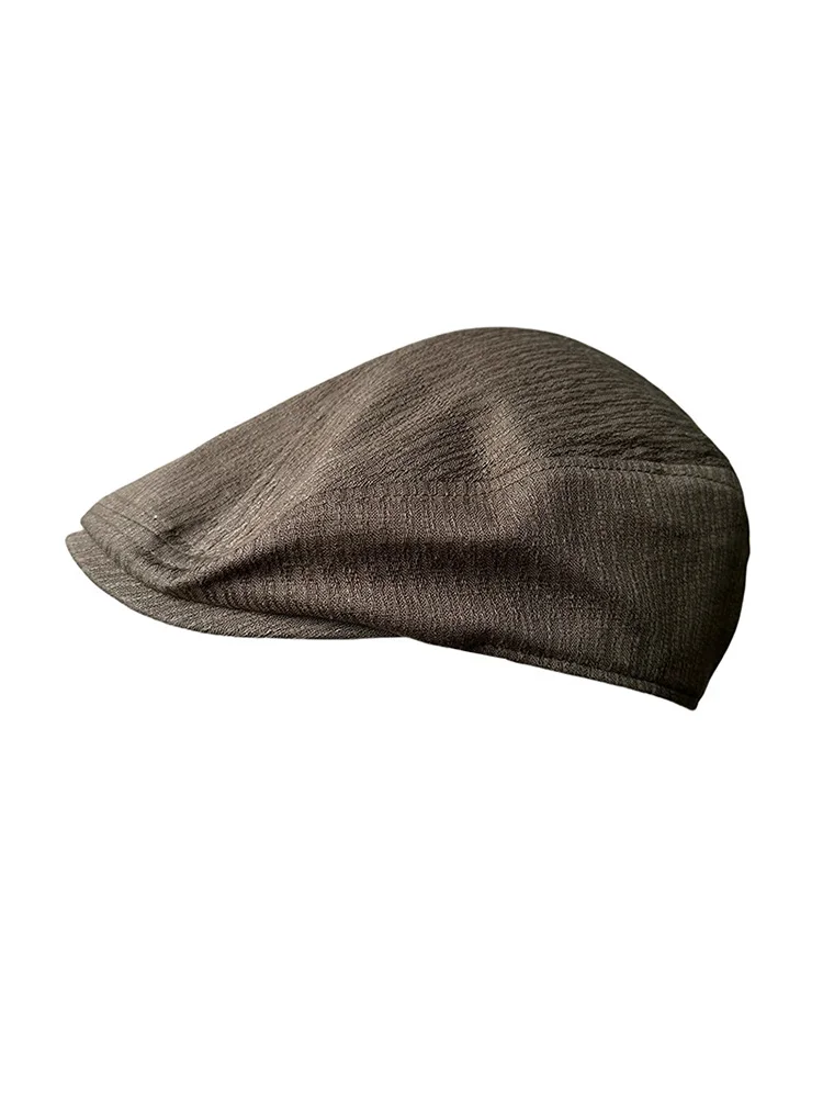 Lässige flache Sommer-Baskenmütze aus Leinen für Damen und Herren, atmungsaktive Mütze, Entenschnabel-Fahrhüte – Detail 6