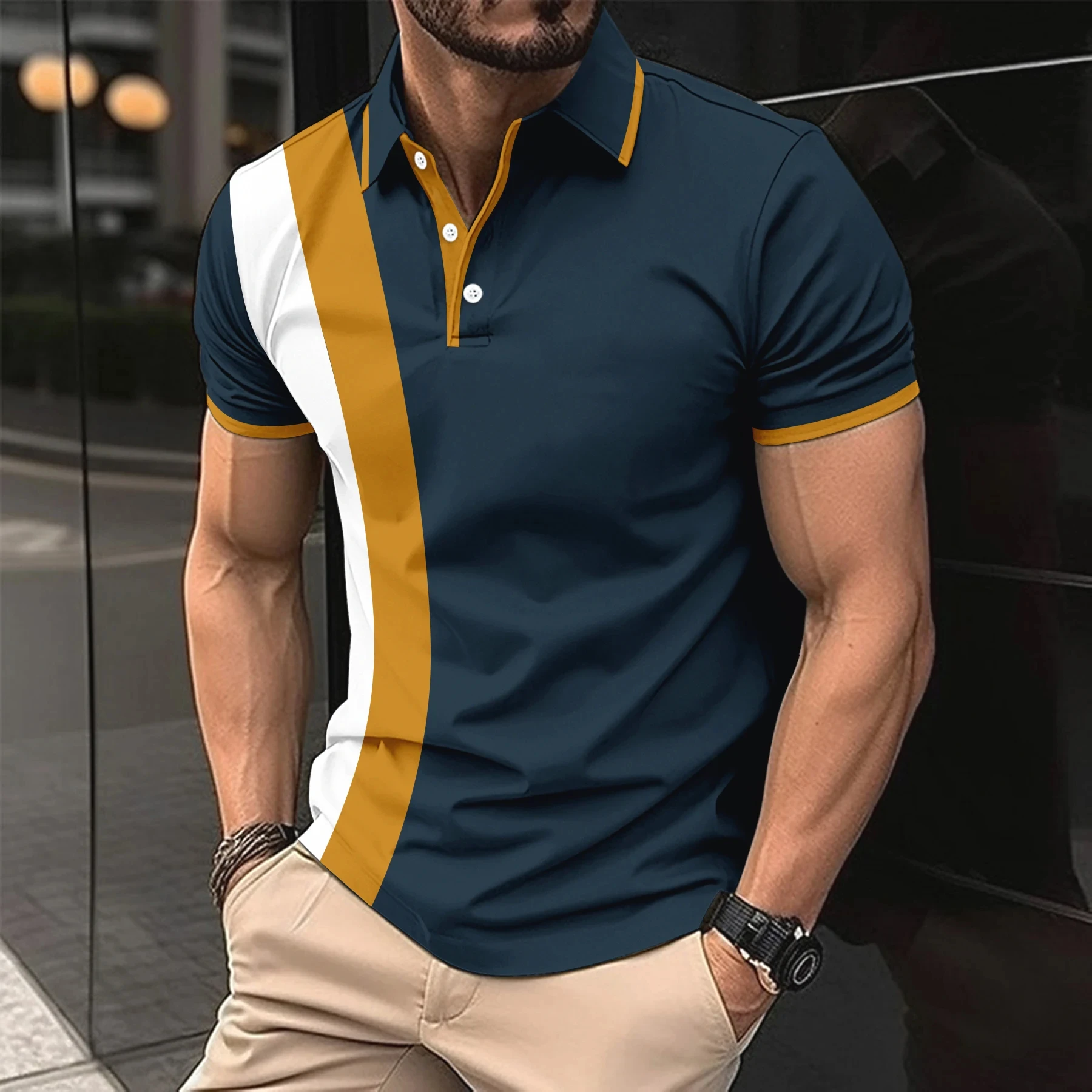 New 3D Printed Young Men's Light Luxury Leisure High Quality Polo Shirt Lapel Button Business Match Color Breathable T-Shirts 8 Sc3489c99a854468ab52f53c931707b6d8