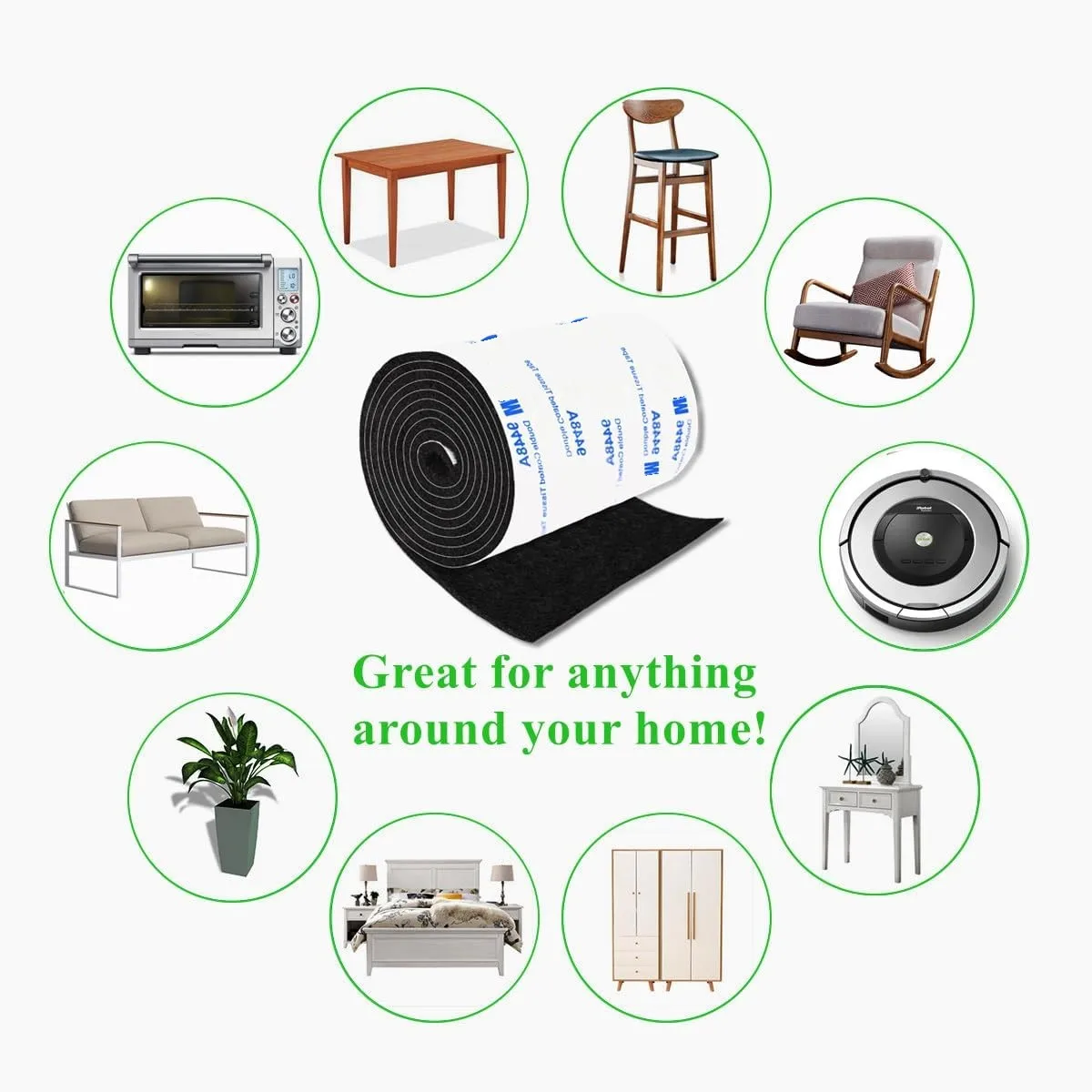 Felt Furniture Pads Non Slip Self Adhesive Cuttable Felt Strips Black Heavy Duty Strip Roll furniture leg pads furniture pads