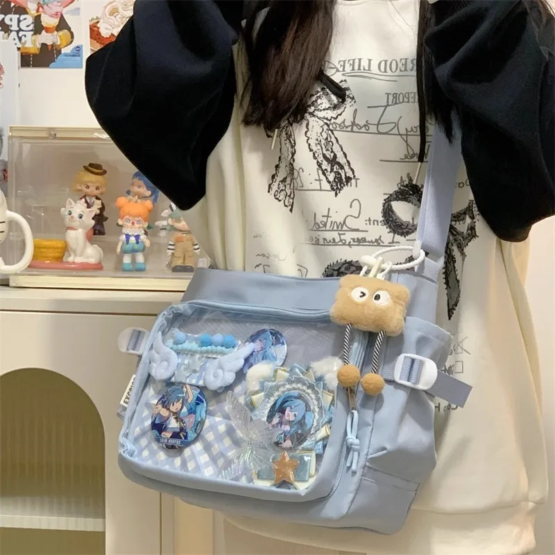 Fashion Japanese Style Transparent Itabag Harajuku Pvc Canvas Tote Bag Badge Display Large Capacity Lolita Handbag Daily 2025