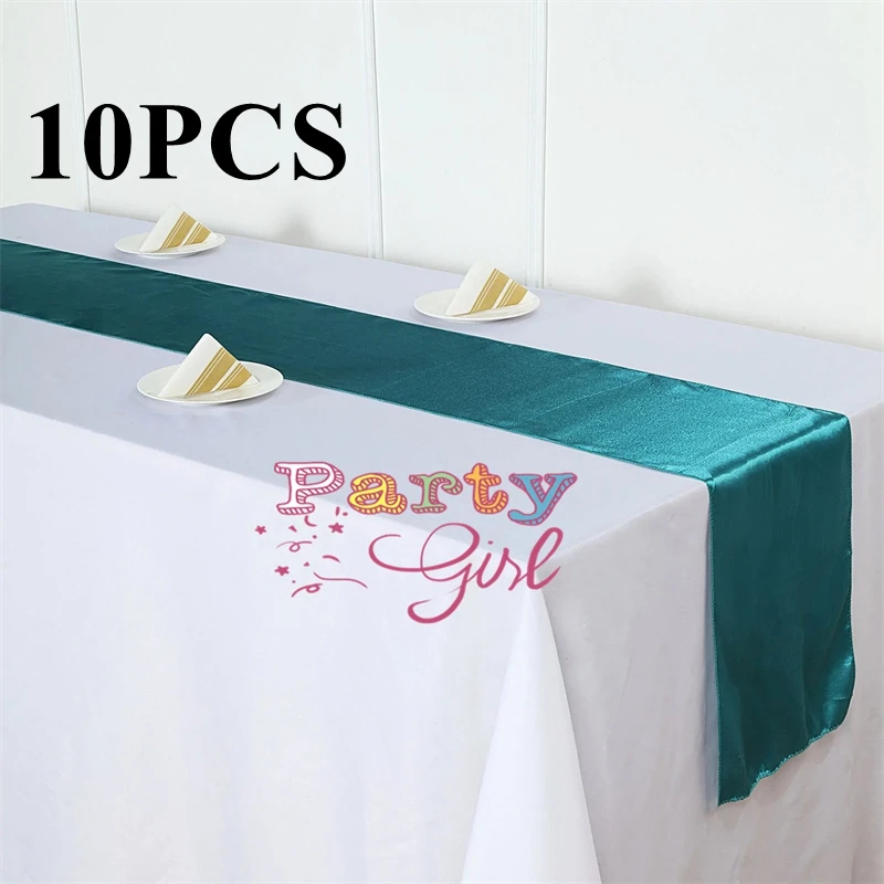 

Turquoise 10pcs Satin Table Runner Wedding Tablecloth Runners For Event Party Banquet Decoration