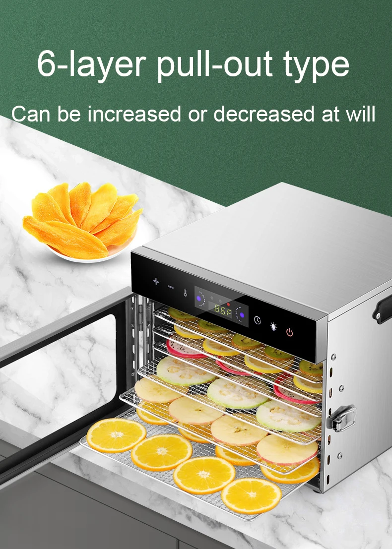 Description Picture 6 of item6/8 Layers Stainless Steel Food Dehydrator Digital Temperature Control Fruits Vegetables Air Drying Snacks Meat Dryer Machine